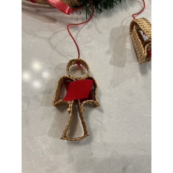 Vintage 80s Swedish Christmas Wreath Hanging Straw Scandinavian Mobile V23 - Picture 5 of 9